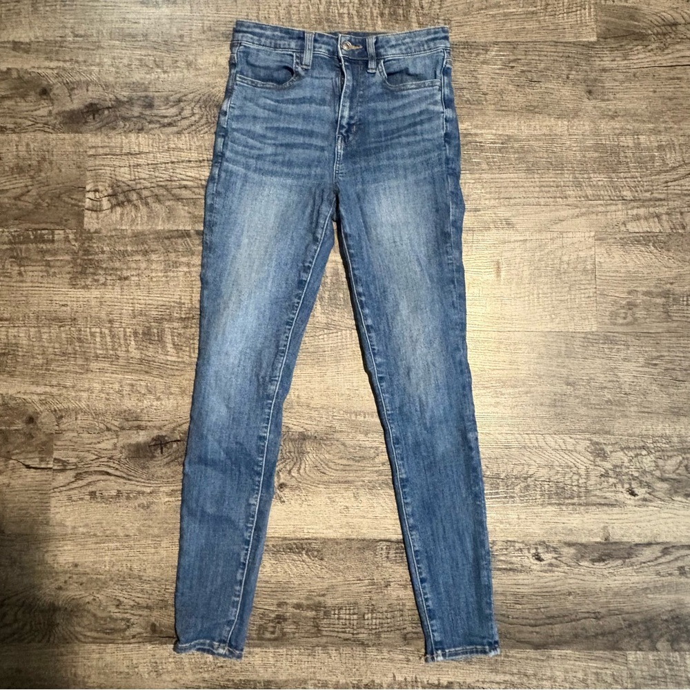 American Eagle Jeans Women’s 2 Regular Blue Super Hi Rise Jegging Stretch Denim
